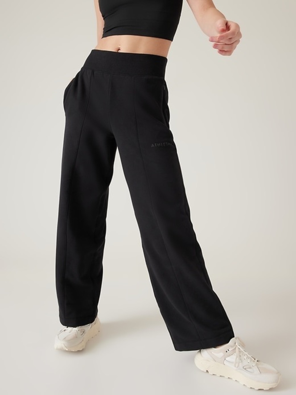 Athleta Retroplush Straight Leg Pant Black Petite Sweatpants